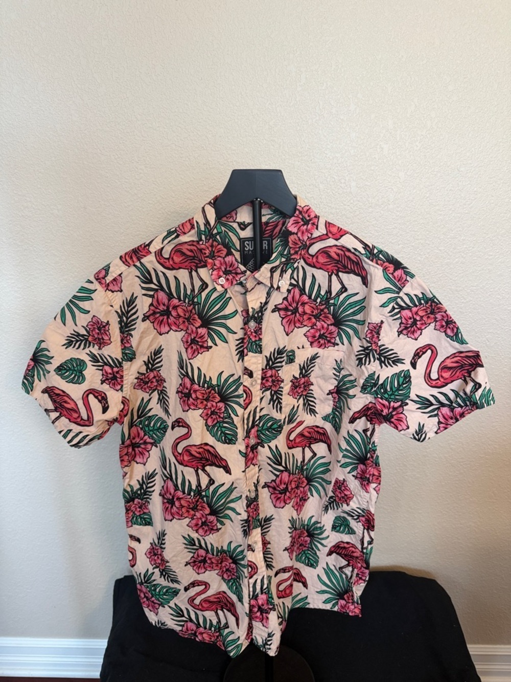 Men’s Pink Flamingo Tropical Short-Sleeve Shirt